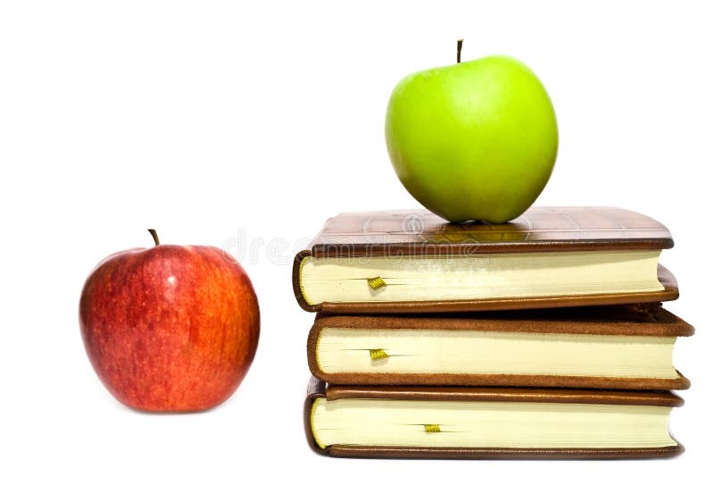 Livros e duas maçãs imagem de stock royalty free Livros e duas maçãs imagem de stock royalty free