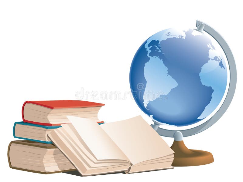 Livros e globo ilustração do vetor Livros e globo ilustração do vetor