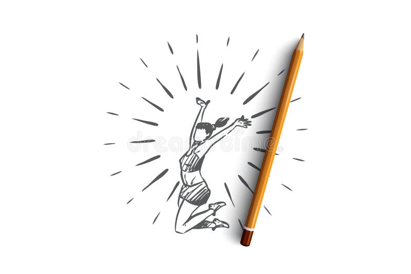 Livsstil som är sund, sport, lyckabegrepp Hand dragen isolerad vektor royaltyfri illustrationer Livsstil som är sund, sport, lyckabegrepp Hand dragen isolerad vektor royaltyfri illustrationer