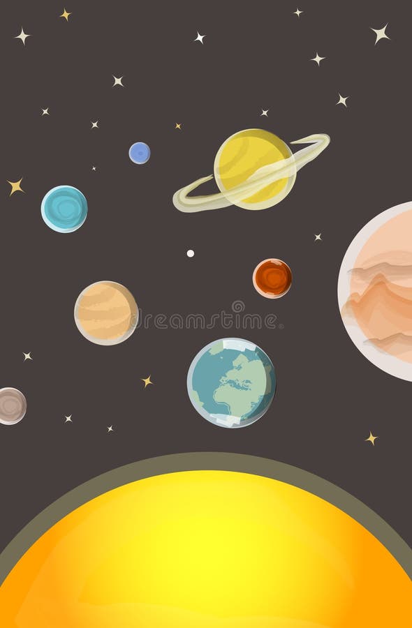 Illustration of sun and planets of solar system + vector eps file. Illustration of sun and planets of solar system + vector eps file