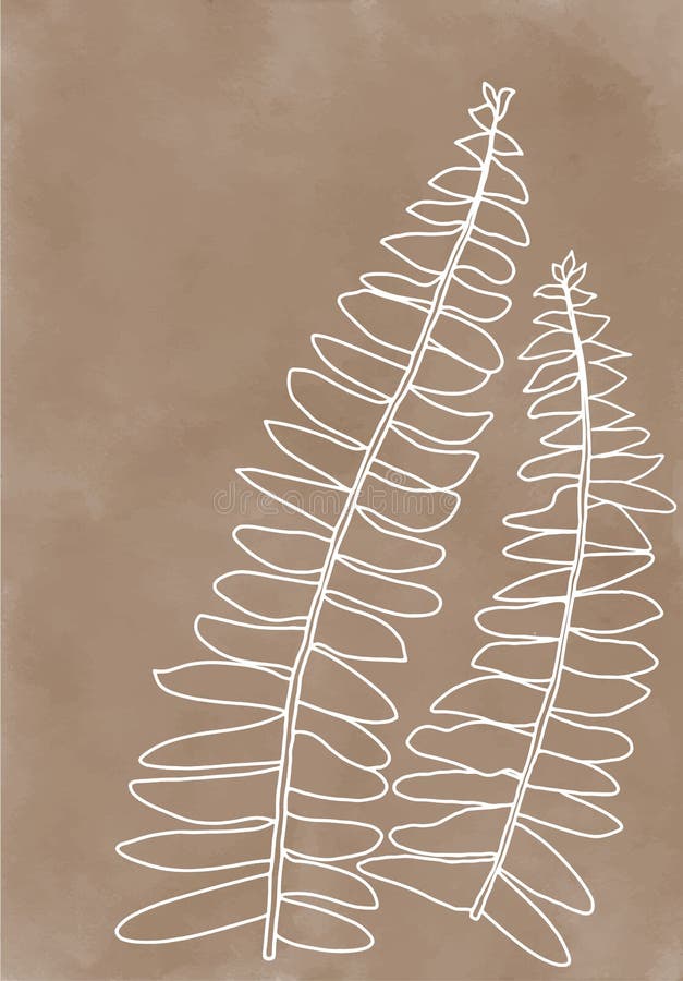 Liście paproci. minimalistyczna sztuka liniowa. ilustracja wektorowa na podczerwieni. ilustracja wektor