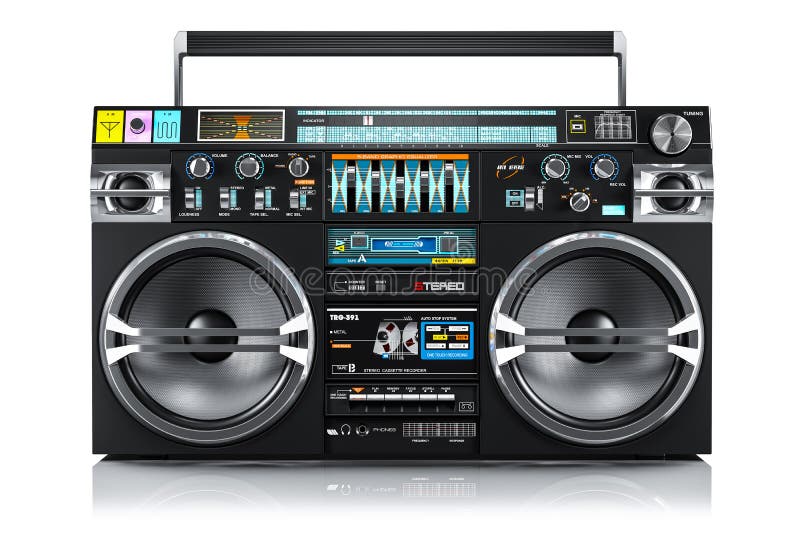 Ljudbandregistreringsapparat, gettoboombox 3d royaltyfri illustrationer Ljudbandregistreringsapparat, gettoboombox 3d royaltyfri illustrationer