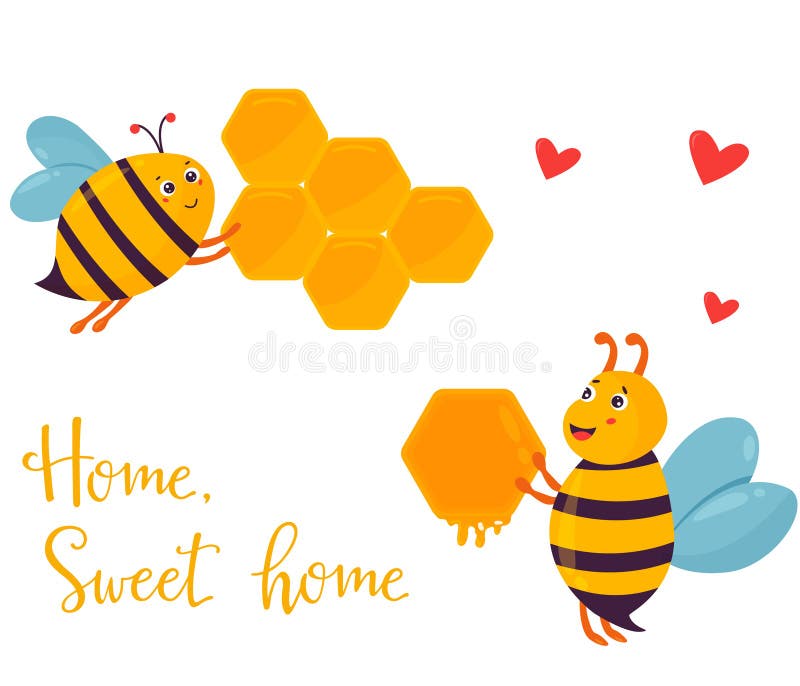 Ljus bild med två roliga bin som bygger beehouse vektor illustrationer Ljus bild med två roliga bin som bygger beehouse vektor illustrationer