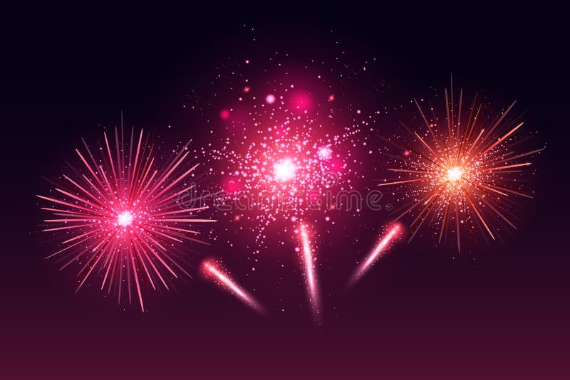 Ljus festlig färgrik fyrverkeriuppsättning Realistisk fyrverkeriillustration för vektor Julfyrverkeri för nytt år fyrverkeri stock illustrationer Ljus festlig färgrik fyrverkeriuppsättning Realistisk fyrverkeriillustration för vektor Julfyrverkeri för nytt år fyrverkeri stock illustrationer