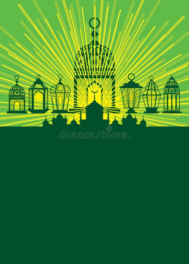 Ljus för Ramadanlyktastag runt om kort stock illustrationer Ljus för Ramadanlyktastag runt om kort stock illustrationer