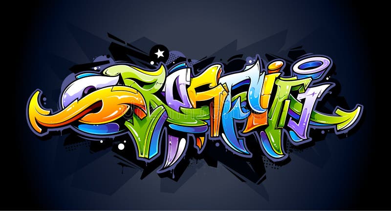 Ljus grafittibokstäver vektor illustrationer Ljus grafittibokstäver vektor illustrationer