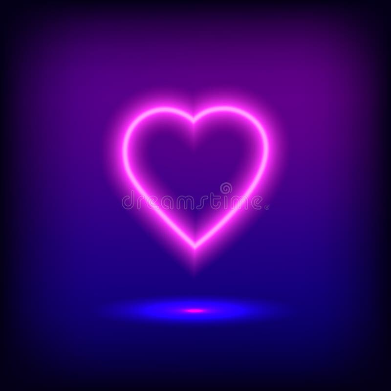 Ljus hjärta för teckenstadion för neon ny yankee Retro neonhjärtatecken på purpurfärgad backgro royaltyfri illustrationer