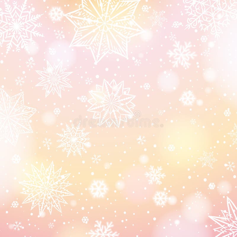 Ljus - rosa bakgrund med snöflingor och stjärnor royaltyfri illustrationer