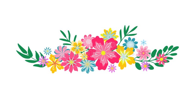 Ljusa retroblommor i långa vågräta inställningar royaltyfri illustrationer