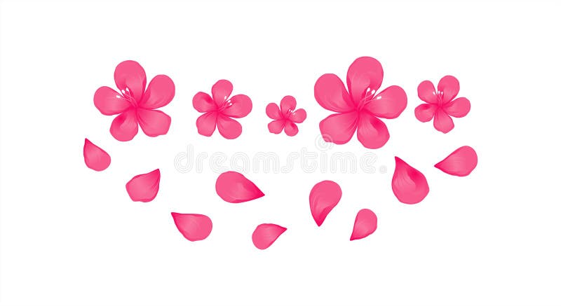 Ljusa rosa färgblommor och flygkronblad som isoleras på vit bakgrund Äpple-tree blommor Körsbärsröd blomning Cmyk för vektorEPS 1 stock illustrationer