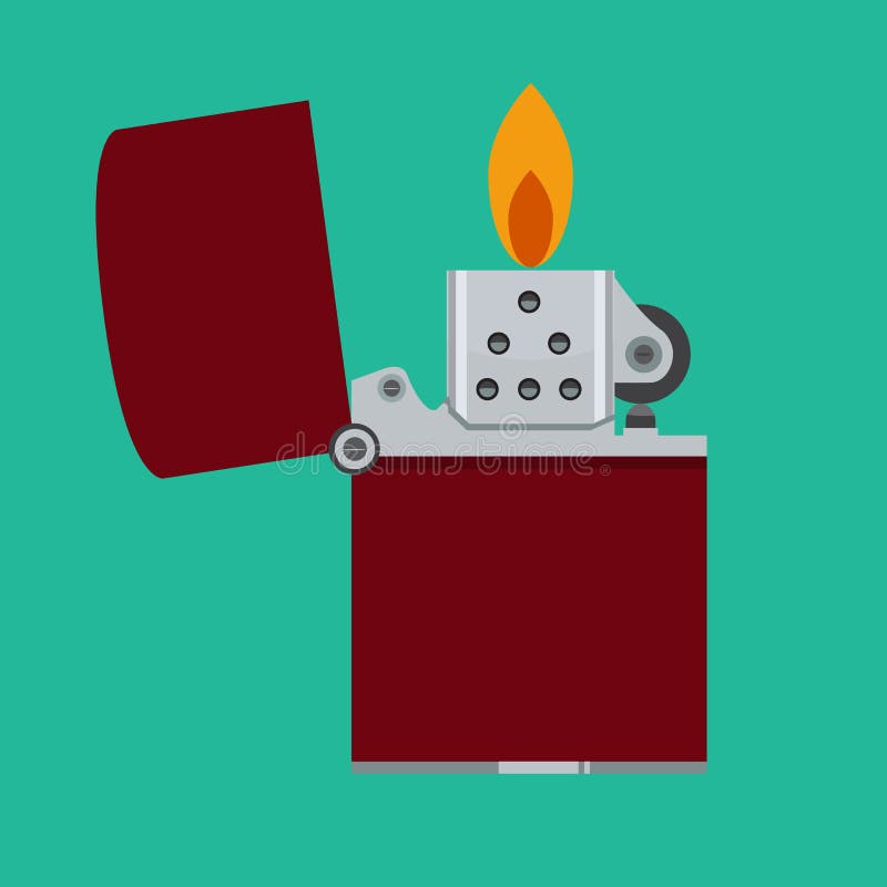 Ljusare symbol Fick- zippo med brand Modern bränsletändare vektor illustrationer