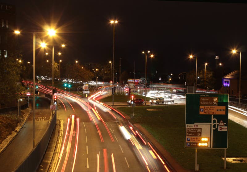 Ljusslingor på ringleden, Wolverhampton arkivfoton