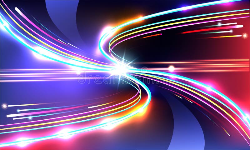Ljust begrepp för teknologi för slingafiberoptik, färgrik acceleration av hastighetsrörelse vektor illustrationer Ljust begrepp för teknologi för slingafiberoptik, färgrik acceleration av hastighetsrörelse vektor illustrationer