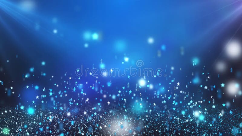 Ljust - blåa sväva glänsande stjärnor som kretsar rörelsebakgrund