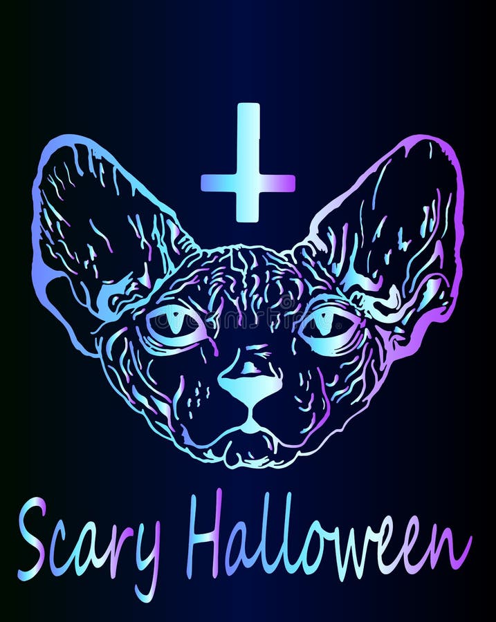 Ljust neon skissar av sfinxen - närbild royaltyfri illustrationer Ljust neon skissar av sfinxen - närbild royaltyfri illustrationer