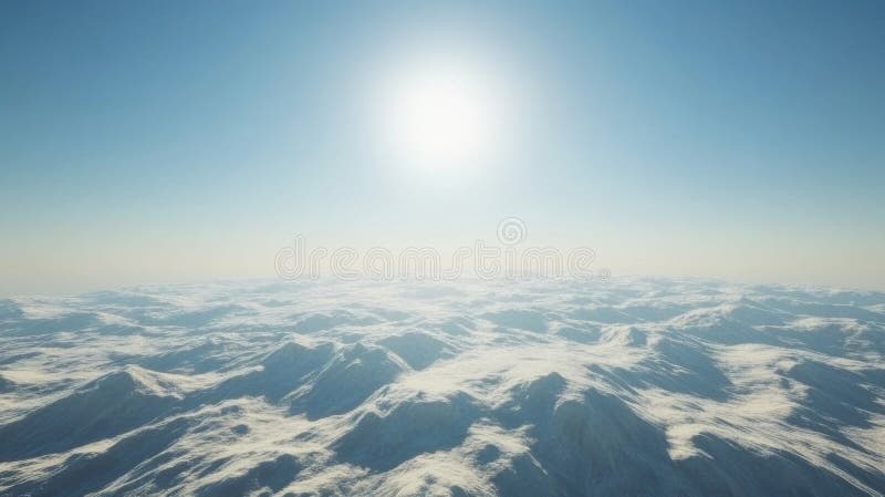 Ljusvintersol över snötäckt bergsområde royaltyfri illustrationer