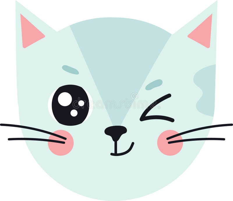 Ljuvlig, blå kattunge och leende, strålningskänsla och charm som är idealisk för barnböcker, gratulationskort vektor illustrationer