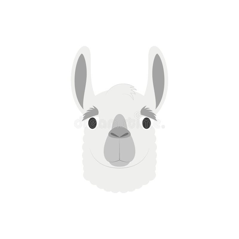 Llama Face in Cartoon Style for Children. Stock Vector - Illustration