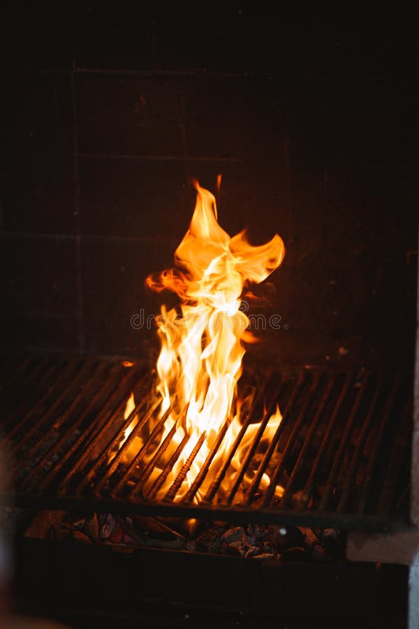Llama grande de la barbacoa foto de archivo Llama grande de la barbacoa foto de archivo