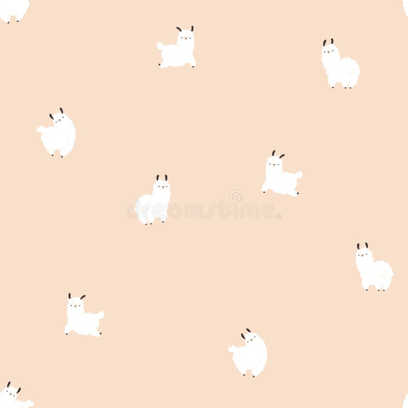 Llama nori fără sudură. personaj alb din desene animate în stil scandinav, simplu stil copilăresc desenat cu mâna pe fond bej. ideal pentru ambalarea articolelor de îmbrăcăminte pentru copii și copii