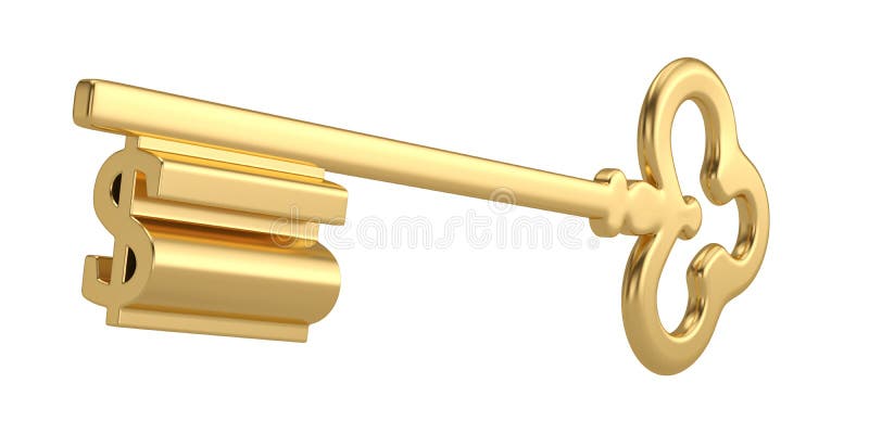 Llave de oro con el símbolo del dólar aislado en el fondo blanco ilustración 3D libre illustration Llave de oro con el símbolo del dólar aislado en el fondo blanco ilustración 3D libre illustration