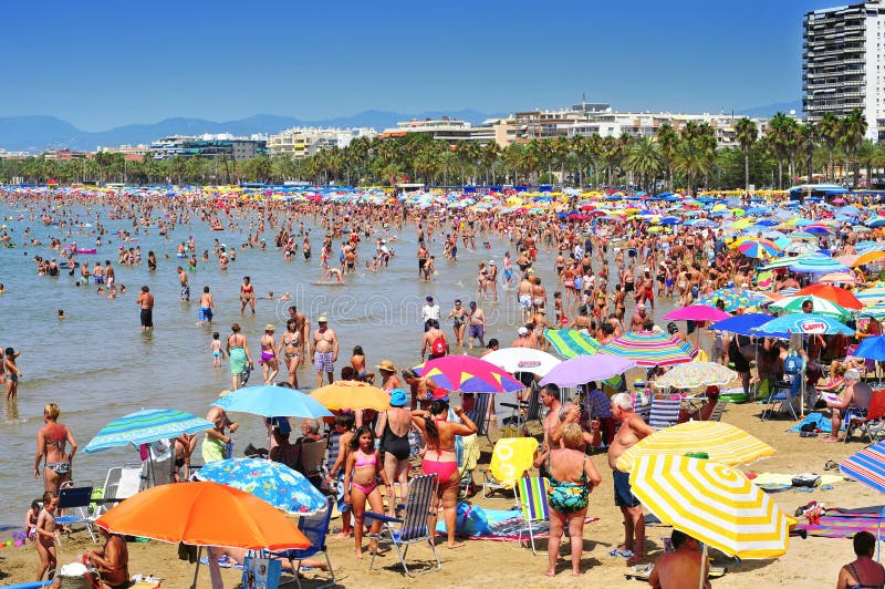 Llevant strand, i Salou, Spanien royaltyfri foto Llevant strand, i Salou, Spanien royaltyfri foto