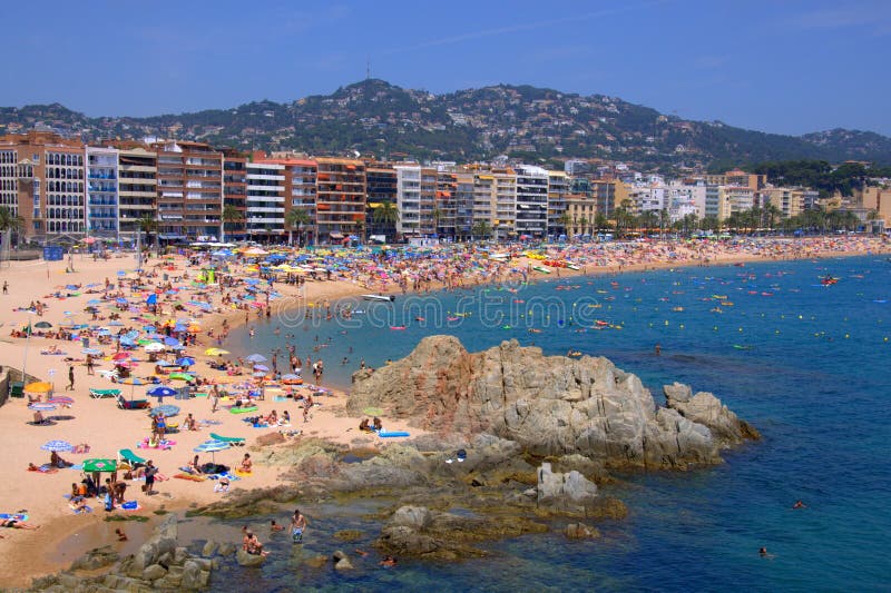 Lloret de mar beach ,costa brava stock photography