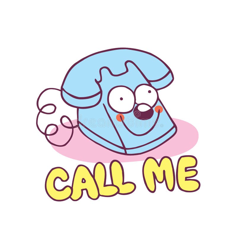 Llámeme personaje de dibujos animados del teléfono ilustración del vector Llámeme personaje de dibujos animados del teléfono ilustración del vector