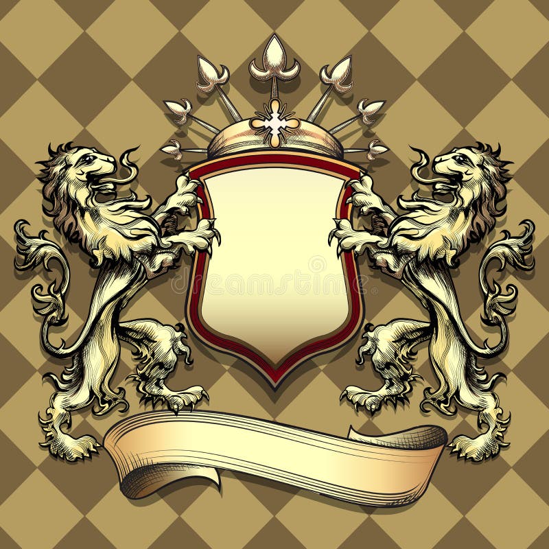 Lo schermo con i leoni illustrazione vettoriale Lo schermo con i leoni illustrazione vettoriale