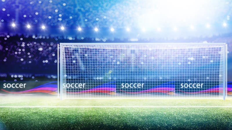 Lo scopo di calcio dello stadio o lo scopo 3d di calcio rende illustrazione vettoriale Lo scopo di calcio dello stadio o lo scopo 3d di calcio rende illustrazione vettoriale