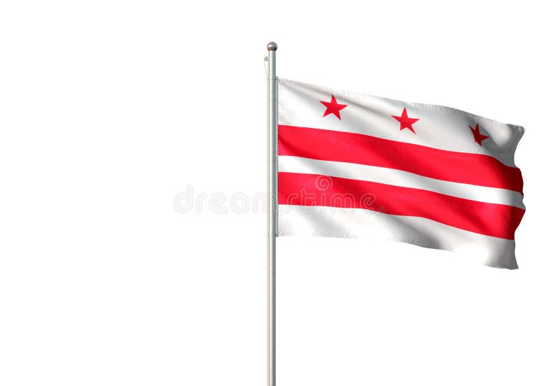 Lo stato del Washington DC degli Stati Uniti ha isolato la bandiera bianca del fondo che ondeggia l'illustrazione realistica 3d