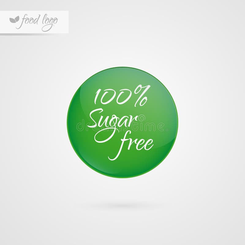 Lo zucchero di 100% libera l'etichetta Icona di logo dell'alimento Vector il segno diabetico verde e bianco dell'autoadesivo isol illustrazione di stock