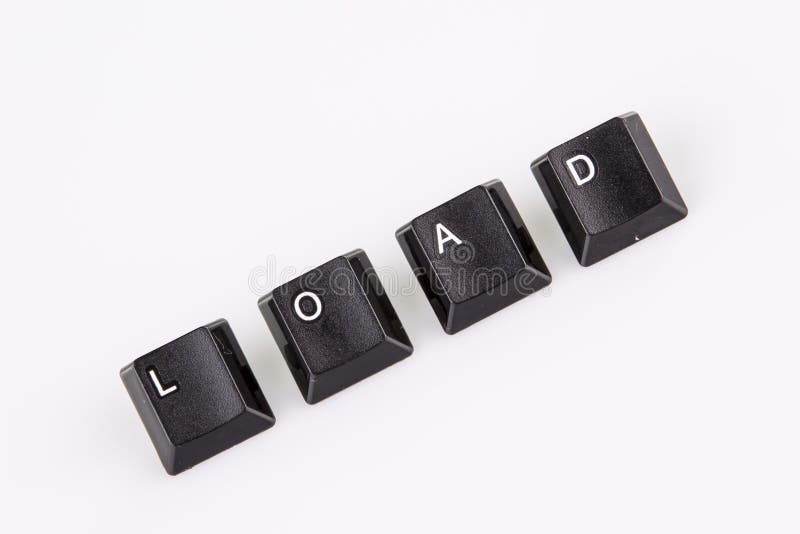 Load Word Written with Black Computer Buttons Over White Stock Image