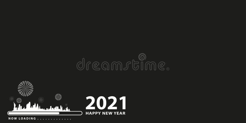 Loading Bar With Transition From To 21 New Year New York City Silhouette On Black Background Happy New Year Card With Stock Vector Illustration Of Design Celebration