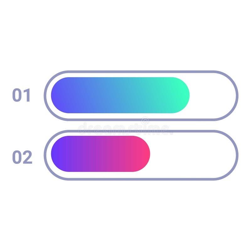 Loading bars showing progress status from low to high percentage royalty free illustration