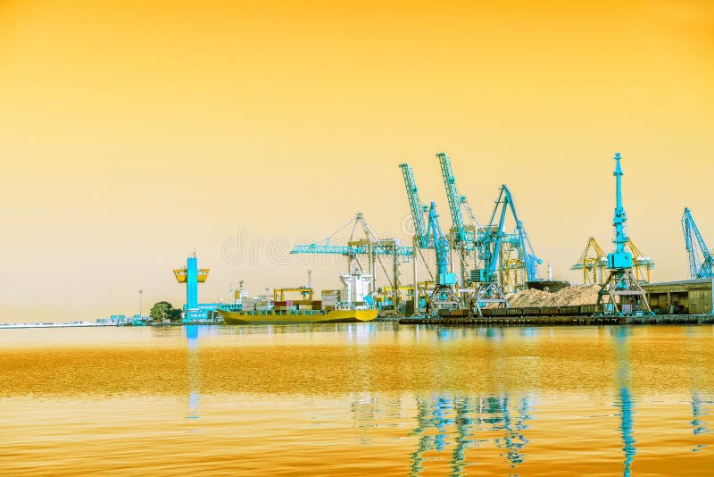 Loading operations in the port. stock photos