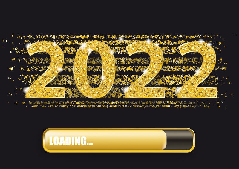 2022 Loading Progress Bar Golden Confetti Night Stock Vector ...