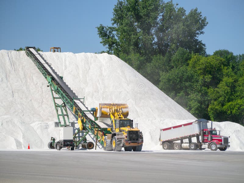 Loading Salt Onto Conveyor. Stock Image Image of sodium, vehicle
