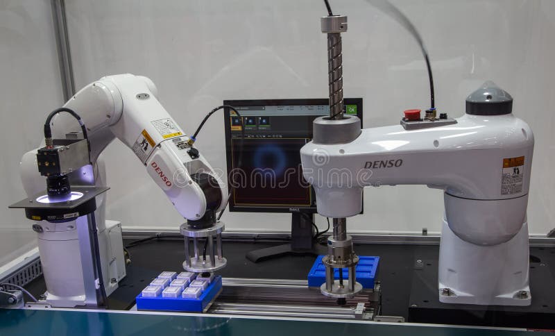 Loading / unloading automatic robot stock image