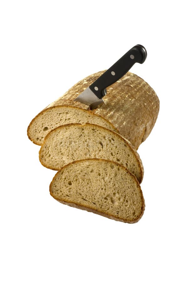 Loaf of bread with knife