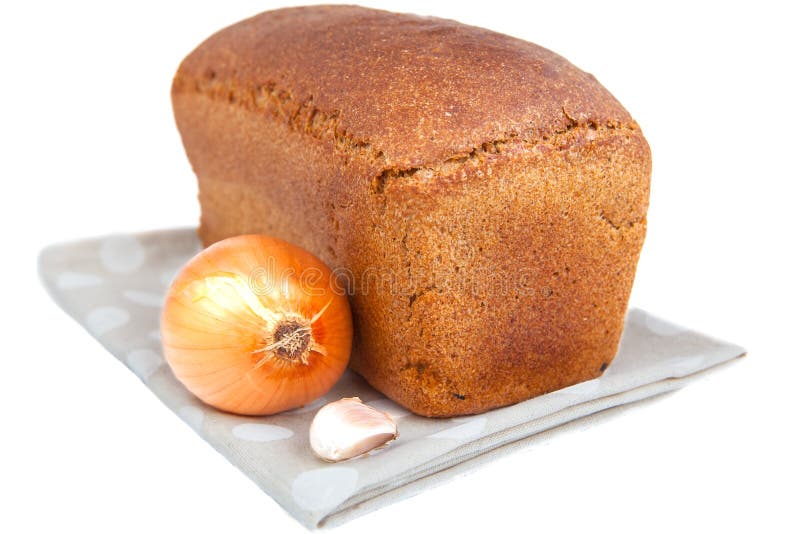 Loaf of Bread,onion and Garlic Clove Isoleted on White Stock Photo Image of isoleted