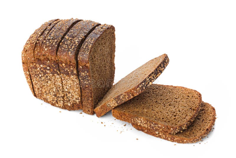 Loaf of rye bread isolated on white background