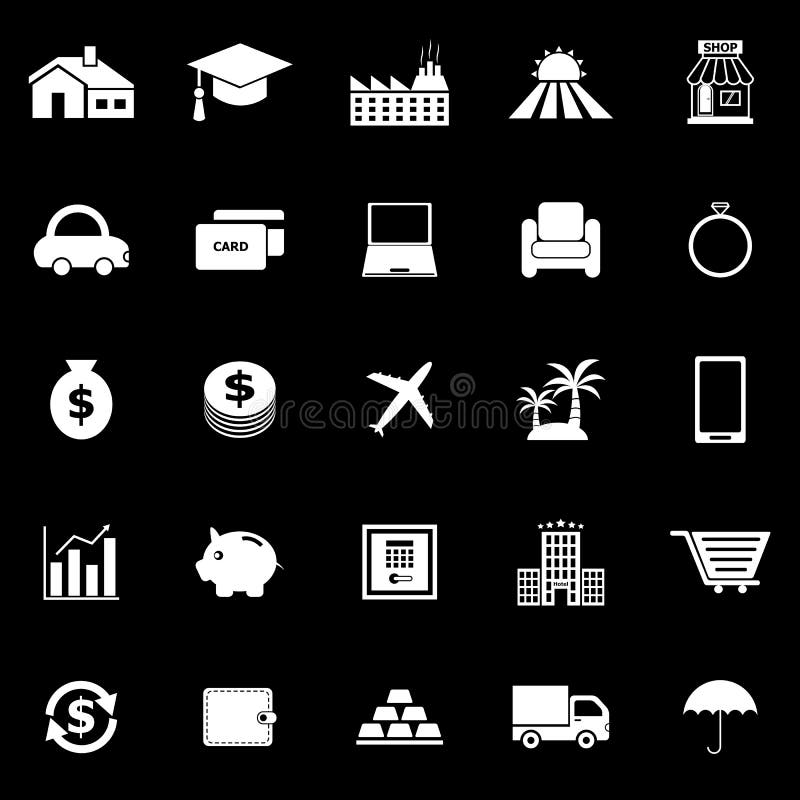 Loan icons on black background vector illustration