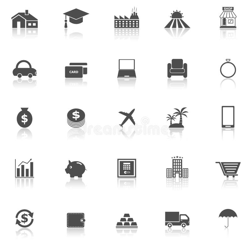 Loan icons with reflect on white background vector illustration