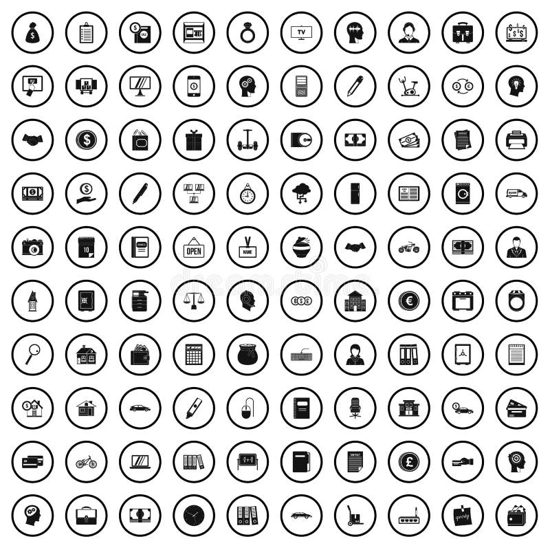 100 loan skill icons set, simple style royalty free illustration