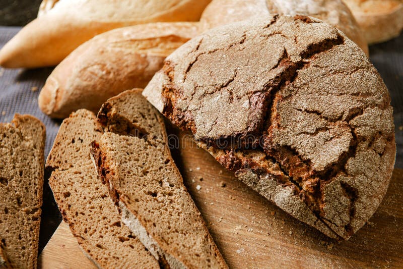 Loaves And Slices Of Bread, Rye And Wheat Bread Stock Image Image of