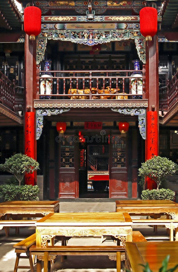 The lobby of ancient inn