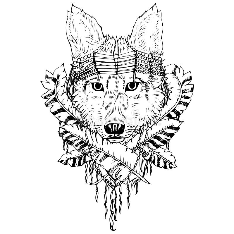 Lobo gráfico abstracto, impresión libre illustration