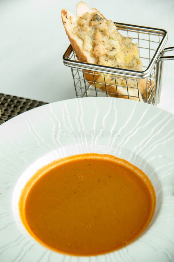 Lobster Bisque Orange Thick Creamy Soup Stock Image Image of