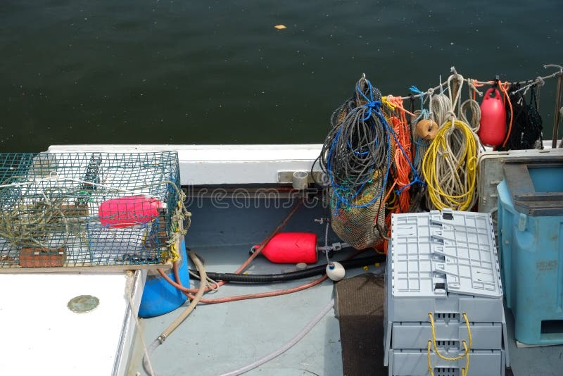 Lobster boat deck stock photo. Image of maine, gear, beverage 33306130